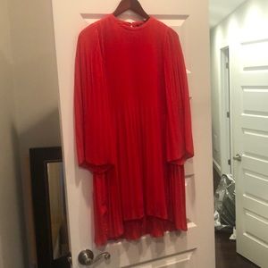 Zara collection red dress with pleats. Size small.